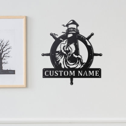 Custom Lighthouse Metal Wall Art With LED Lights