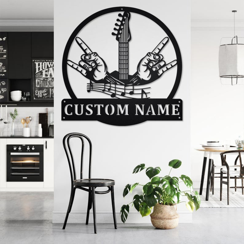 Custom Rock And Roll Music Metal Wall Art With LED Lights