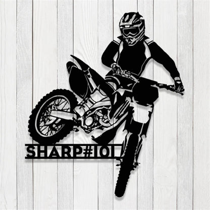 Personalized Motocross Rider Metal Wall Art With LED Lights