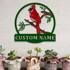 Personalized Double Sided Painted Metal Cardinal Art
