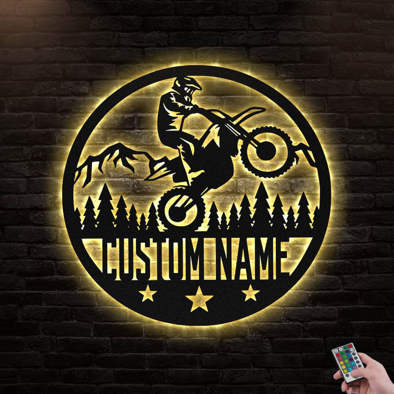 Custom Biker Metal Wall Art With Led Lights