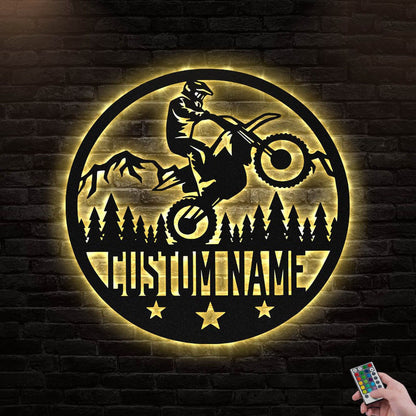 Custom Biker Metal Wall Art With Led Lights