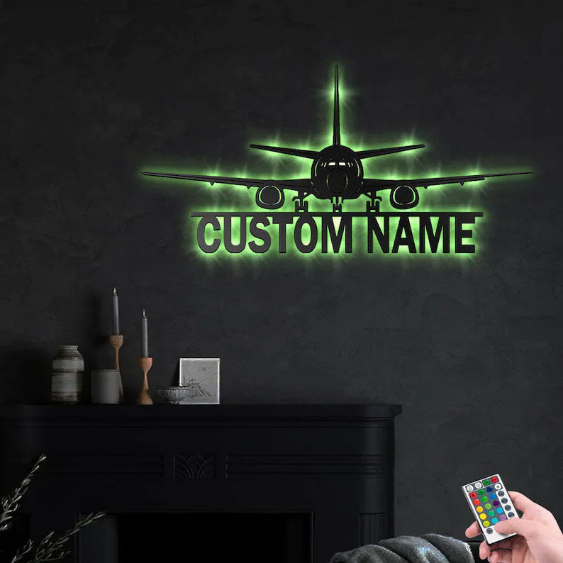 Custom Airplane Metal Wall Art With LED Lights