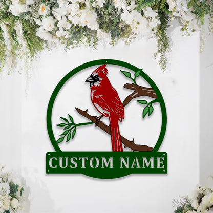 Personalized Double Sided Painted Metal Cardinal Art