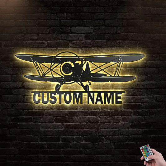 Custom Airplane Metal Wall Art With LED Lights