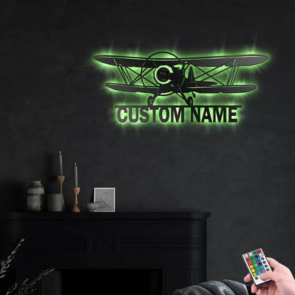 Custom Airplane Metal Wall Art With LED Lights