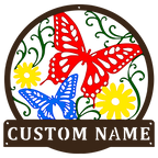 Personalized Double Sided Painted Metal Butterfly Art