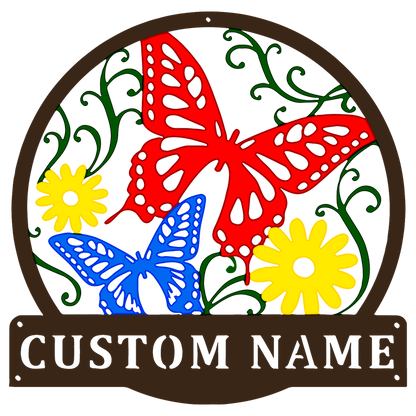 Personalized Double Sided Painted Metal Butterfly Art