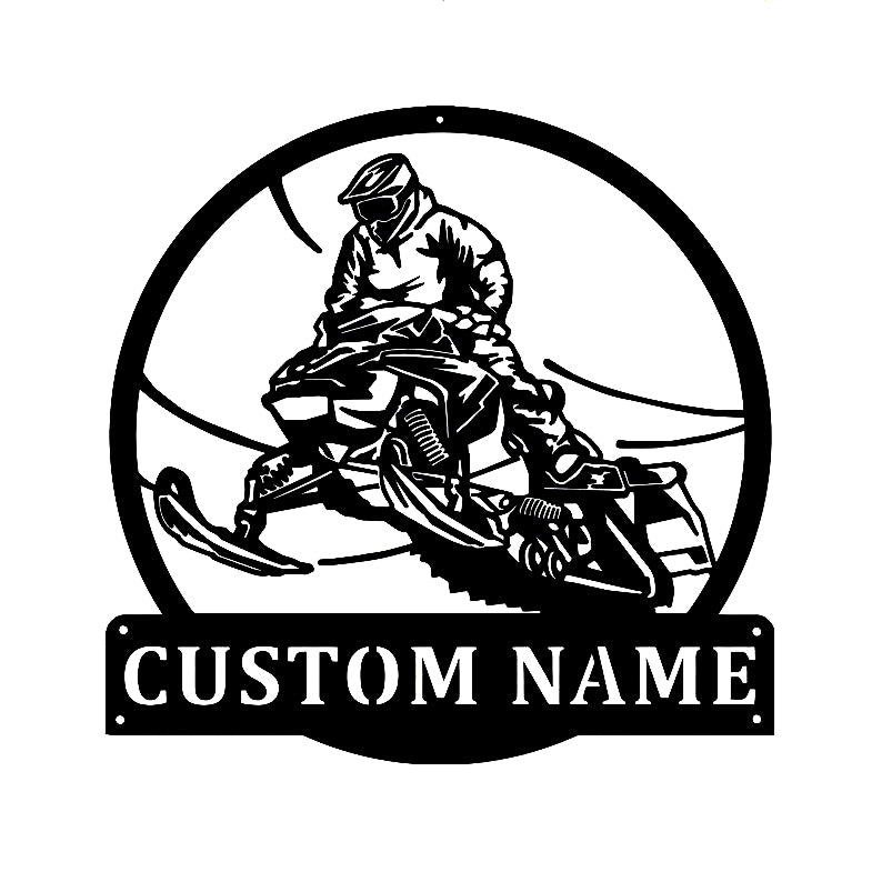 Personalized Snowmobile Metal Wall Art With LED Lights