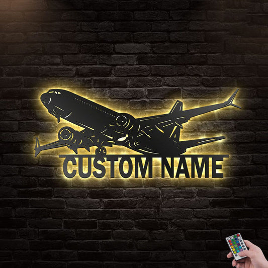 Custom Airplane Metal Wall Art With LED Lights