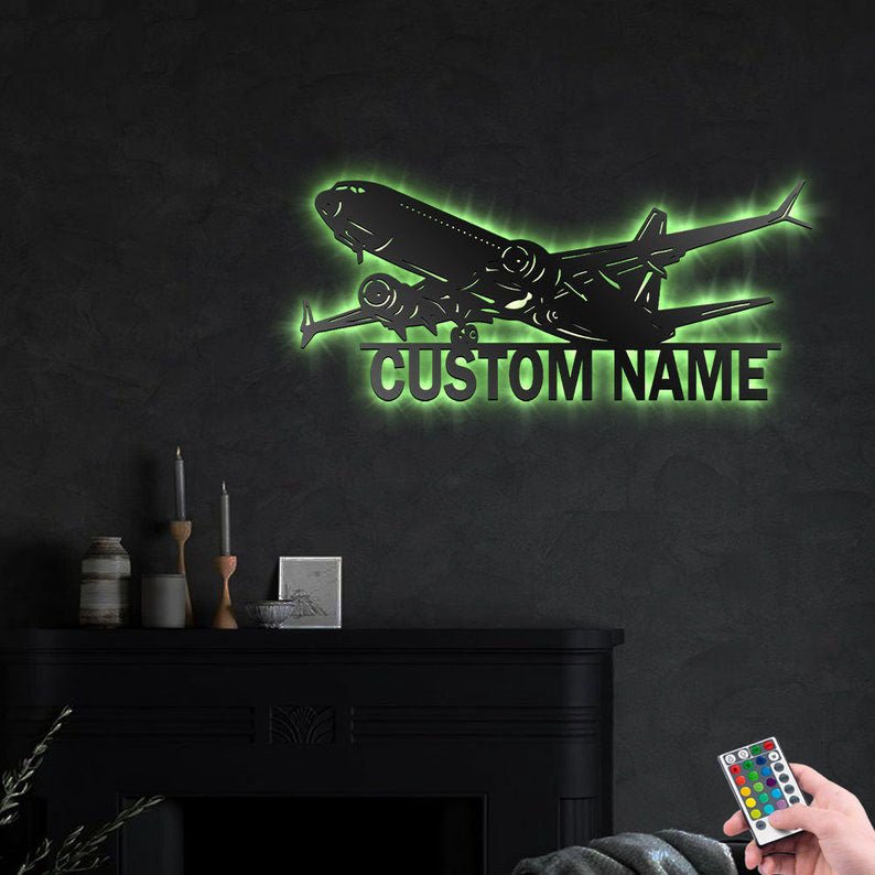 Custom Airplane Metal Wall Art With LED Lights