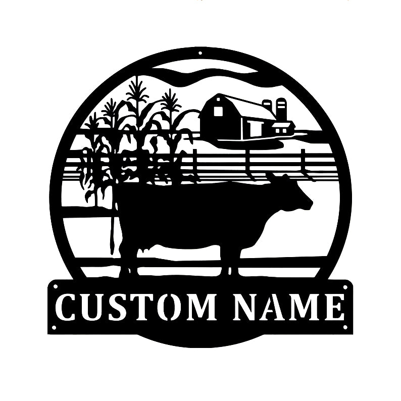 Personalized Cattle & Farm Metal Wall Art With LED Lights