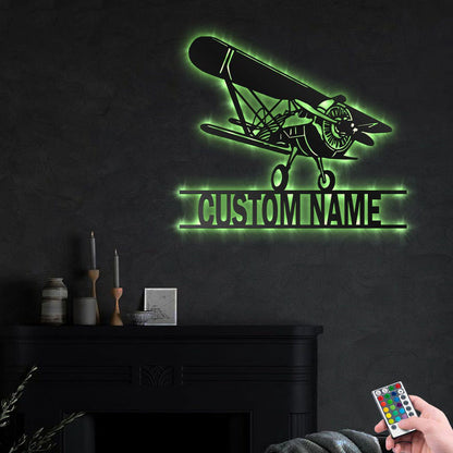 Custom Airplane Metal Wall Art With LED Lights