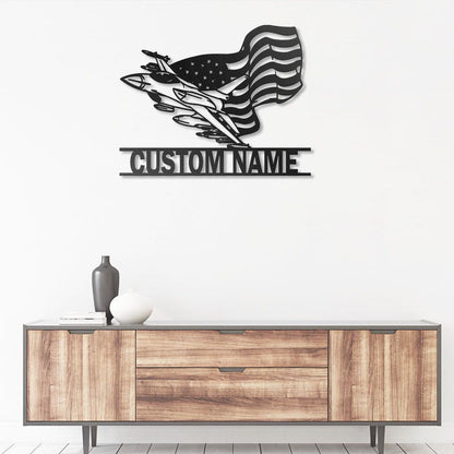 Custom American Airplane Metal Wall Art With LED Lights