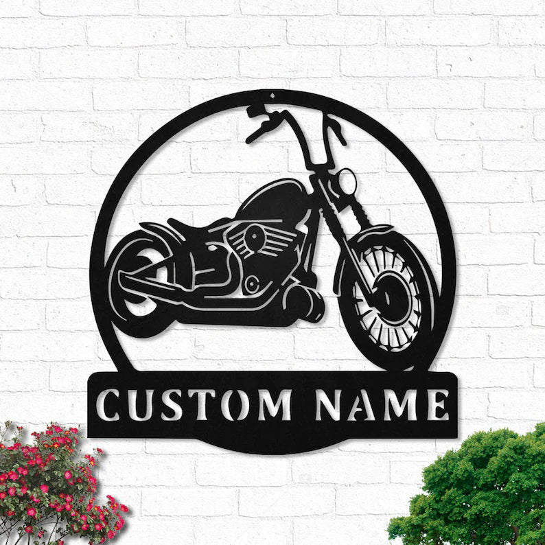 Custom Motorcycle Metal Wall Art With Led Lights