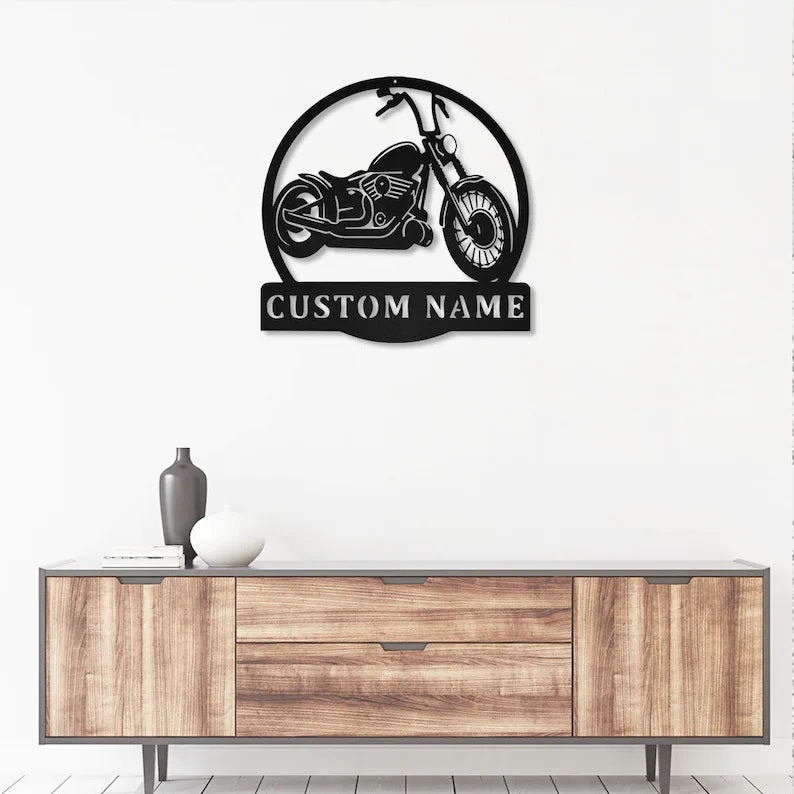 Custom Motorcycle Metal Wall Art With Led Lights