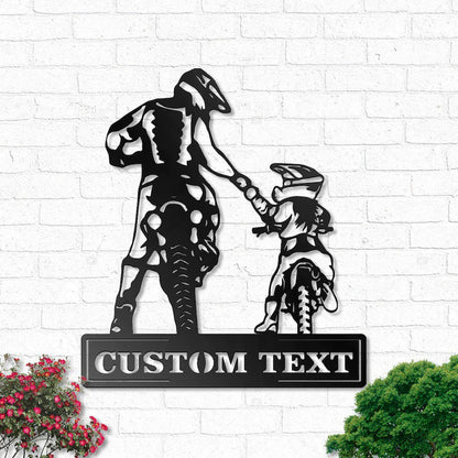 Custom Motocross Dad and Daughter Metal Wall Art Sign Led Lights