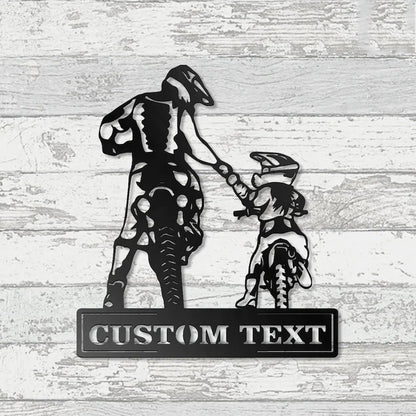 Custom Motocross Dad and Daughter Metal Wall Art Sign Led Lights