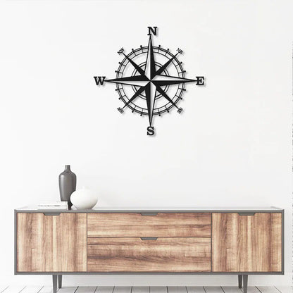 Compass Metal Wall Art With Led Lights