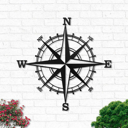 Compass Metal Wall Art With Led Lights