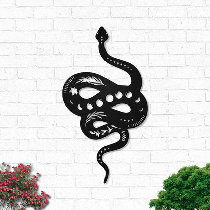 Snake Moon Phase Metal Wall Art With Led Lights