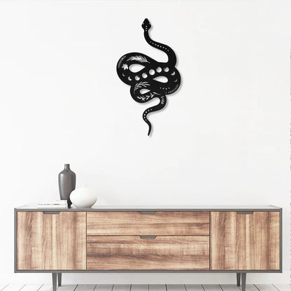 Snake Moon Phase Metal Wall Art With Led Lights