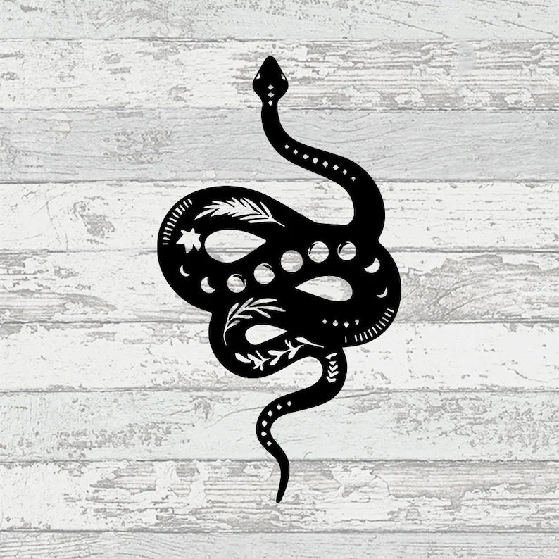 Snake Moon Phase Metal Wall Art With Led Lights