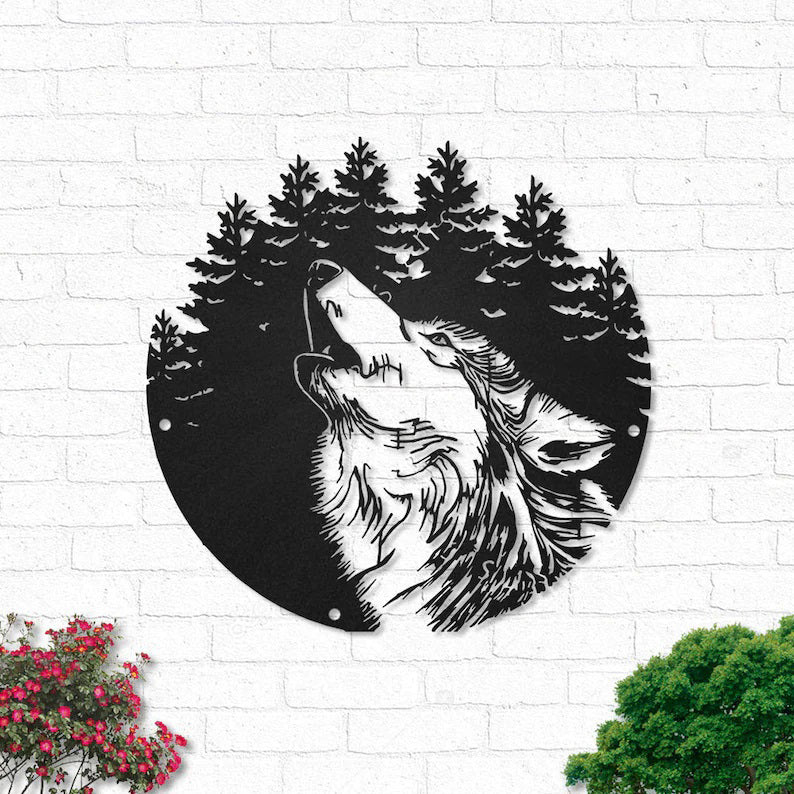 Wolf Metal Wall Art With LED Lights