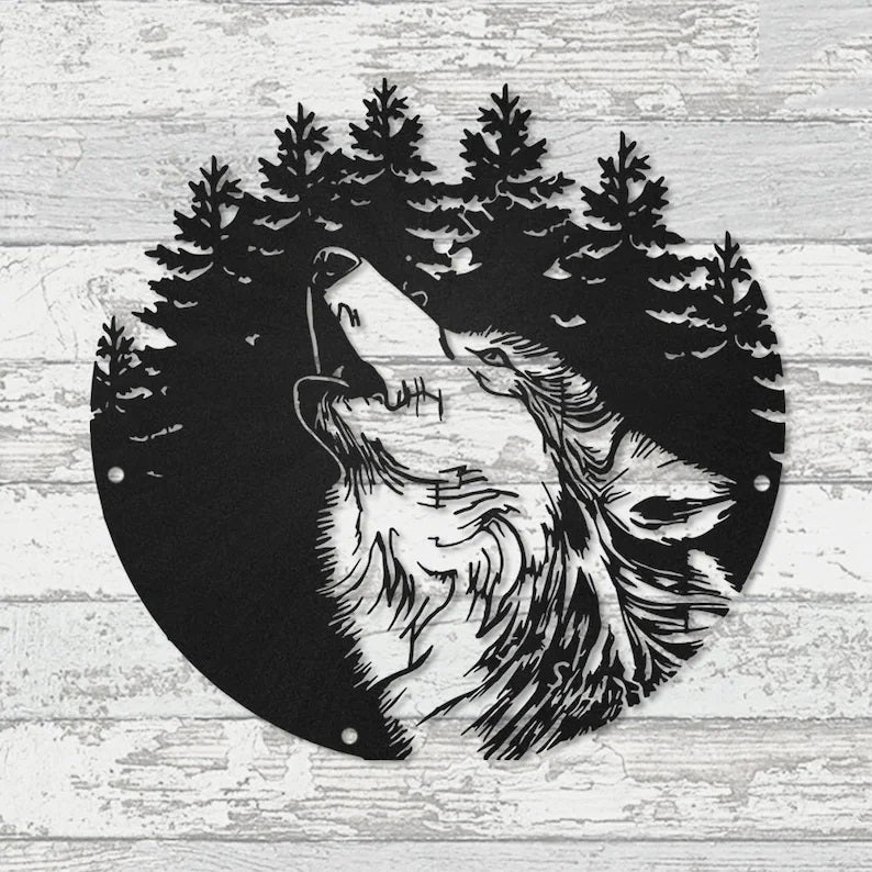 Wolf Metal Wall Art With LED Lights