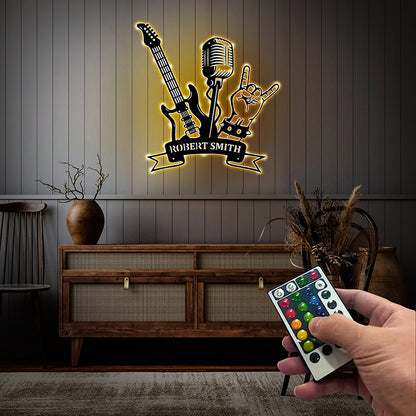 Custom Guitar And Micro Metal Wall Art With Led Lights