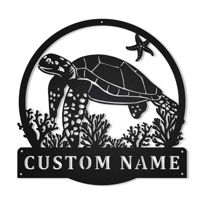 Personalized Sea Turtle Metal Wall Art With LED Lights