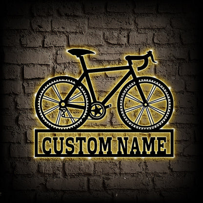 Personalized Bicycle Metal Sign With LED Lights