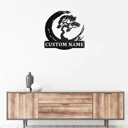 Custom Bonsai Tree Metal Wall Art With LED Lights