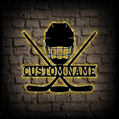 Custom Hockey Metal Wall Art With LED Lights