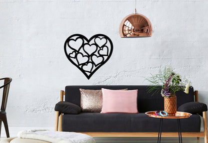 Heart Metal Wall Art With LED Lights